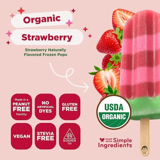 JonnyPops Organic Strawberry Ice Pops, 6 x 8 each Case - Frozen Fruit - image 2