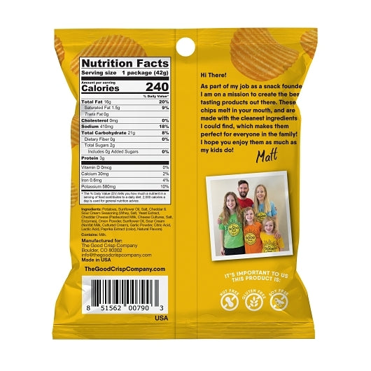 The Good Crisp Company Cheddar Sour Cream Crinkle Bagged Chips, 15 x 1.5 oz Case - Snacks - image 2