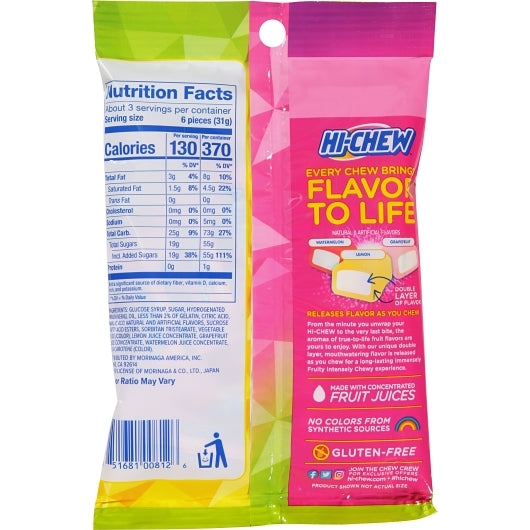 Hi-Chew Sweet And Sour Mix Candy Gummy Candy Peg Bag, 6 x 3.17 oz Case - DOT product image 2