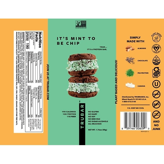 Trubar It's Mint to be Chip Protein Bars, 6 x 12 x 1.76 oz Case - Candy & Confections - image 2