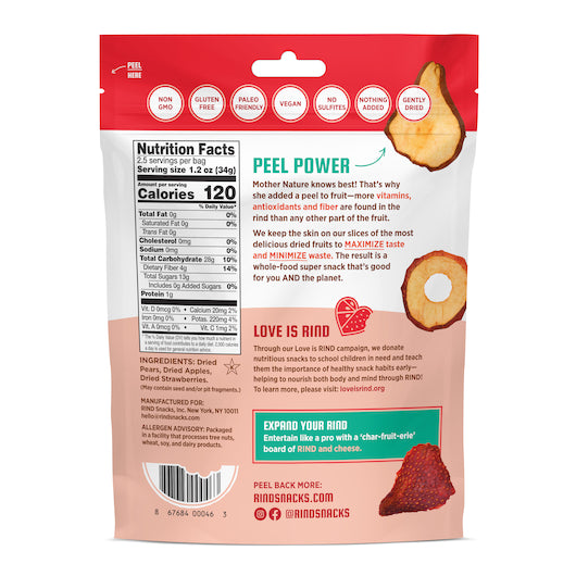 Rind Snacks Dried Straw-Peary Blend, 6 x 3 oz Case - Dried Fruit & Fruit Snacks - image 2