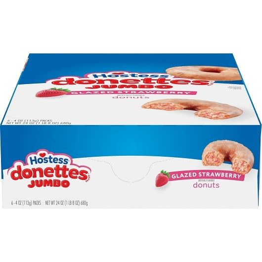 Hostess GLAZED STRAWBERRY Donettes, 6 x 6 x 4 oz Case - DOT product image 2