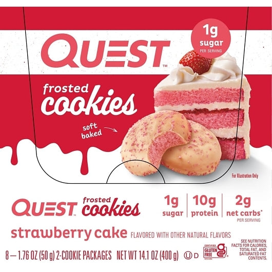 Quest Nutrition Frosted Cookies Strawberry Cake, 12 x 8 x 1.76 oz Case - Bakery & Desserts - image 2