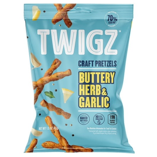 Twigz Pretzels Buttery Herb & Garlic Pretzels, 36 x 1.5 oz Case - Popcorn, Pretzels & Snack Mix - image 2