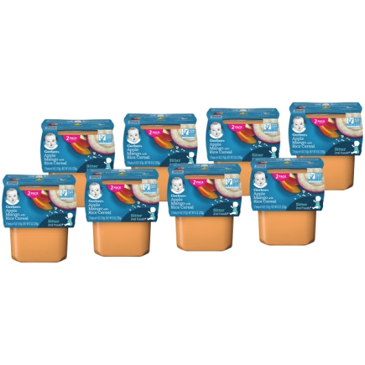 Gerber 2Nd Foods Apple Mango With Rice Cereal Puree Baby Food Tub, 2X 4 Oz Tubs, 8 x 8 oz Case - Baby Food - image 2
