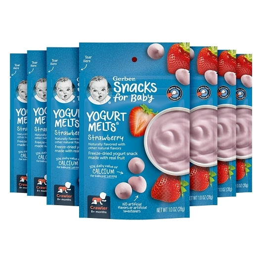 Gerber Graduates Strawberry Yogurt Melts Baby Snack Pouch, 7 x 1 oz Case - Cheese & Dairy - image 2