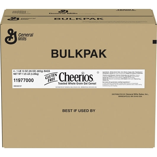 Cheerios Cereal Bulk Pack, 4 x 29 oz Case - GS1 closed shipping case image