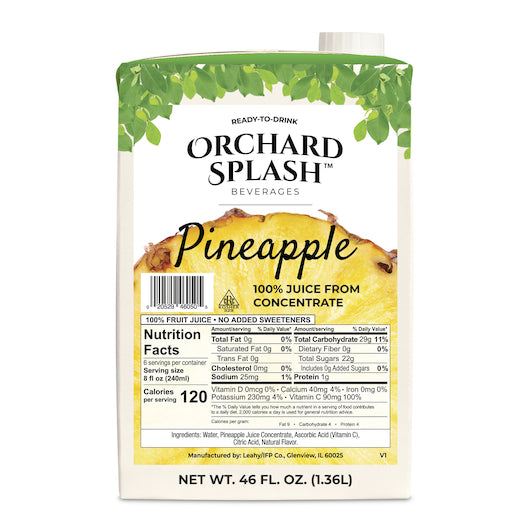 Orchard Splash Juice Aseptic 100% Pineapple, 12 x 46 oz Case - DOT product image 2