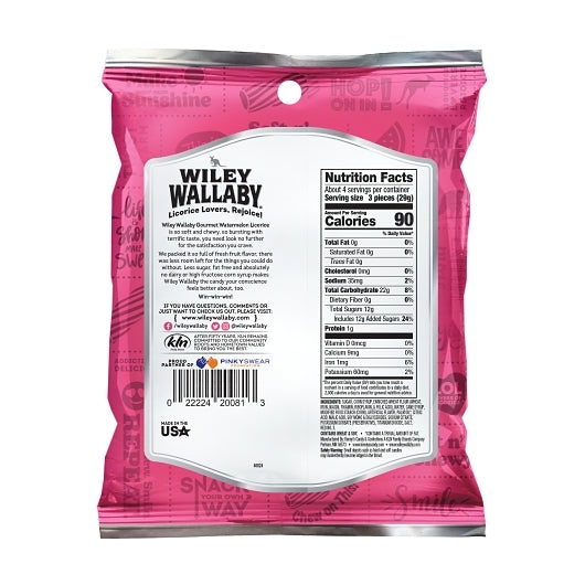 Wiley Wallaby Watermelon Licorice, 12 x 4 oz Case - Alternate product angle or state