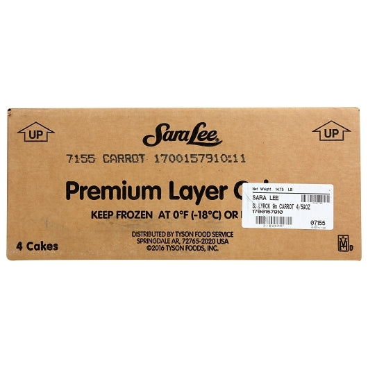 Sara Lee 9 Inch Premium Carrot Layer Cake, 4 x 3.688 lb Case - DOT product image 2