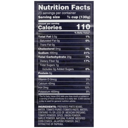 Bushs Best Easy Entrees Texas Ranchero, 6 x 108 oz Case - Combined nutrition and ingredients label