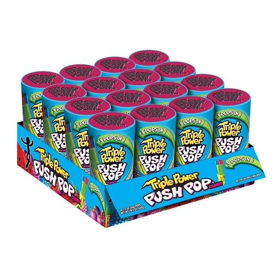 Push Pop Triple Power Push Fruit Flavored Candy, 12 x 16 x 1.2 oz Case - Alternate product angle or state