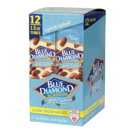 Blue Diamond Low Sodium Lightly Salted Almonds, 12 x 12 x 1.5 oz Case - DOT product image 2