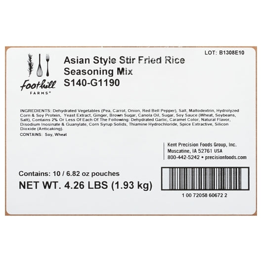 Foothill Farms Asian Stir Fried Rice Seasoning Mix, 10 x 6.82 oz Case - DOT product image 7