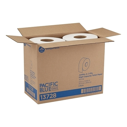 Pacific Blue Basic Acclaim 2-Ply White Jumbo Bath Tissue, 8 x 1 ct Case - DOT product image 2