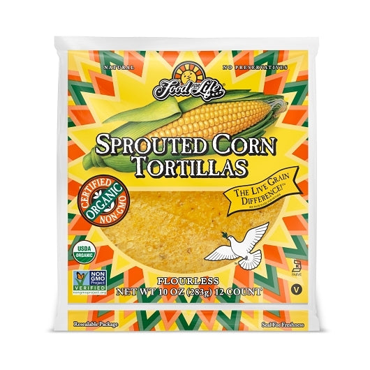 Food For Life Organic Sprouted Corn Tortilla, 12 x 10 oz Case - Frozen Vegetables & Sides - image 2