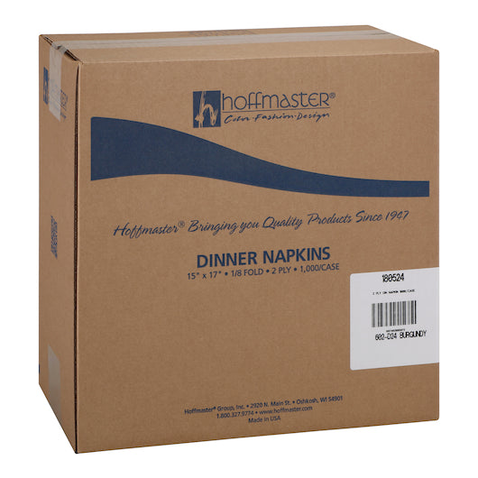Hoffmaster 15 Inch X 17 Inch 2 Ply 1/8 Fold Paper Burgundy Dinner Napkin, 8 x 125 each Case - DOT product image 2