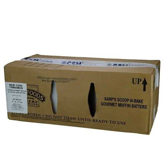 Baker & Baker Scoop-N-Bake New York Cinnamon Muffin and Coffee Cake Batter, 2 x 9 lb Case - GS1 closed shipping case image