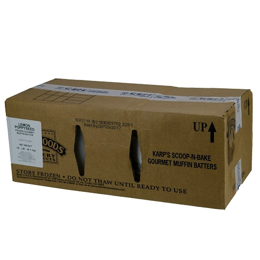 Baker and Baker Scoop-N-Bake Lemon Poppy Muffin Batter, 2 x 9 lb Case - GS1 closed shipping case image