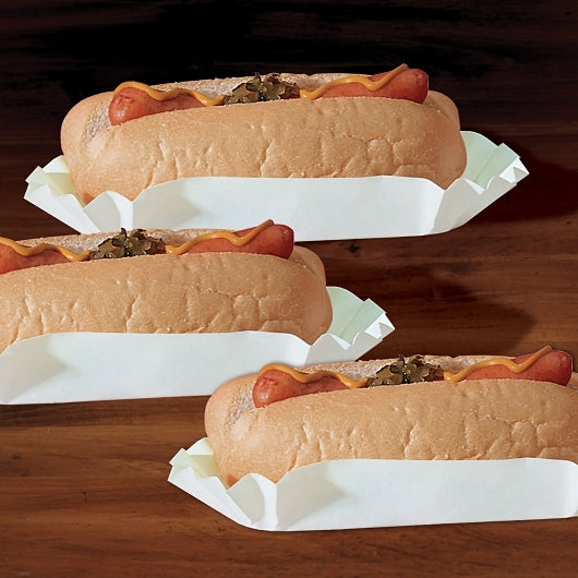 Hoffmaster 6 Inch Medium Weight White Paper Hot Dog Tray, 6 x 500 each Case - Plates Bowls
