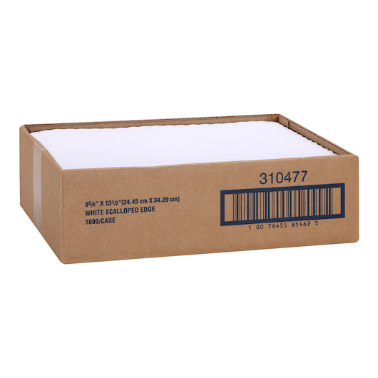 Hoffmaster 9.625 Inch X 13.5 Inch Classic Scallop White Paper Placemat, 1 x 1000 each Case - DOT product image 2