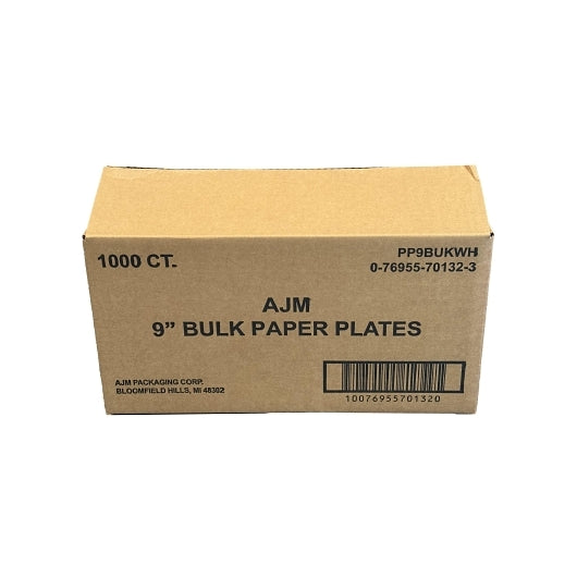 AJM 9 Inch White Uncoated Paper Plate, 1000 x 9 IN Case - DOT product image 4