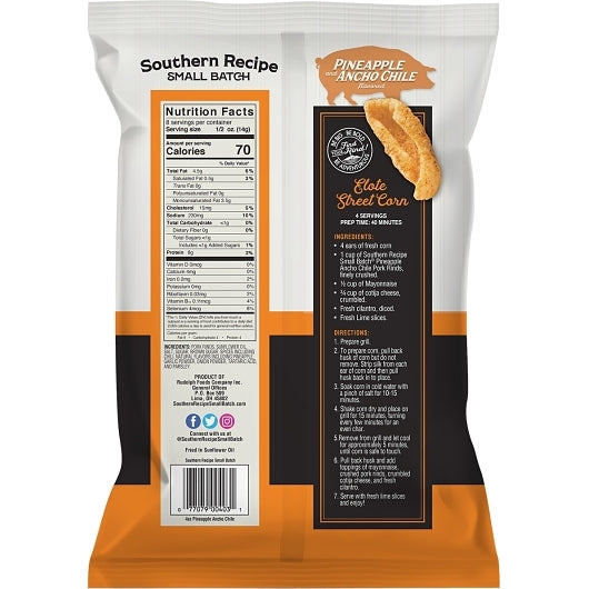 Southern Recipe Small Batch Pineapple Ancho Chile Pork Rinds, 12 x 4 oz Case - Meat Snacks - image 2