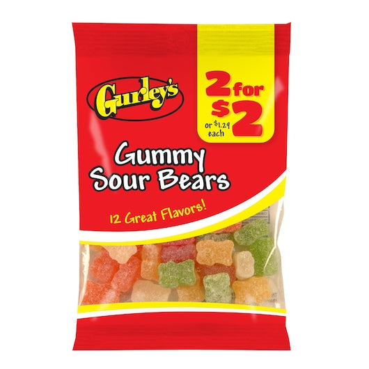 Gurley's 2 for $2 Sour Gummy Bears, 12 x 2.5 oz Case - Candy & Confections - image 2