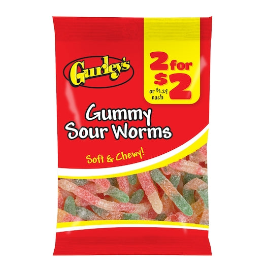 Gurley's Sour Gummy Worms, 12 x 2.5 oz Case - Candy & Confections - image 2
