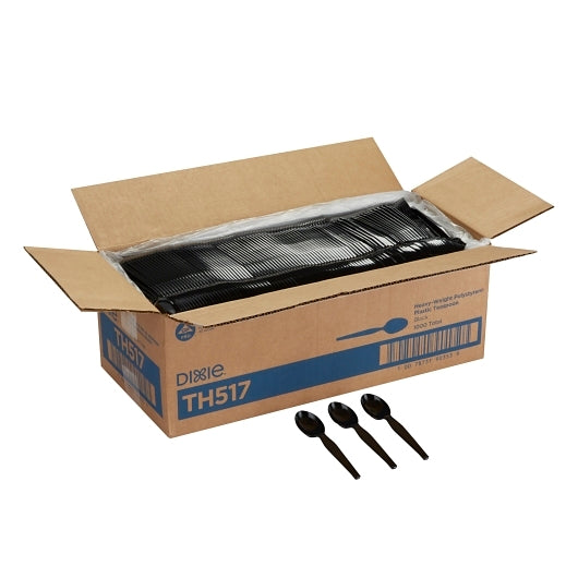 Dixie Gp Pro Heavy Weight Polystyrene Plastic Black Teaspoon, 1 x 1000 ct Case - DOT product image 2