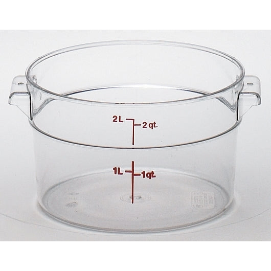 Cambro Camwear Clear Round Container 2 Quart, 1 x 12 each Case - Food Storage Containers
