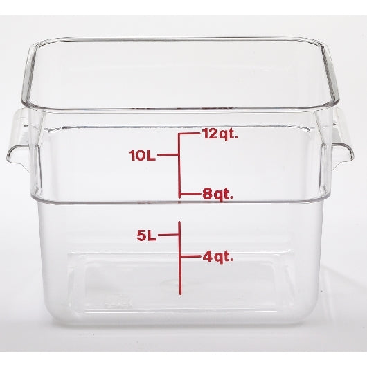 Cambro Camwear Clear Square Container 12 Quart, 1 x 6 each Case - Food Storage Containers
