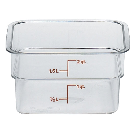Cambro Camwear Clear Square Container 2 Quart, 1 x 6 each Case - Food Storage Containers