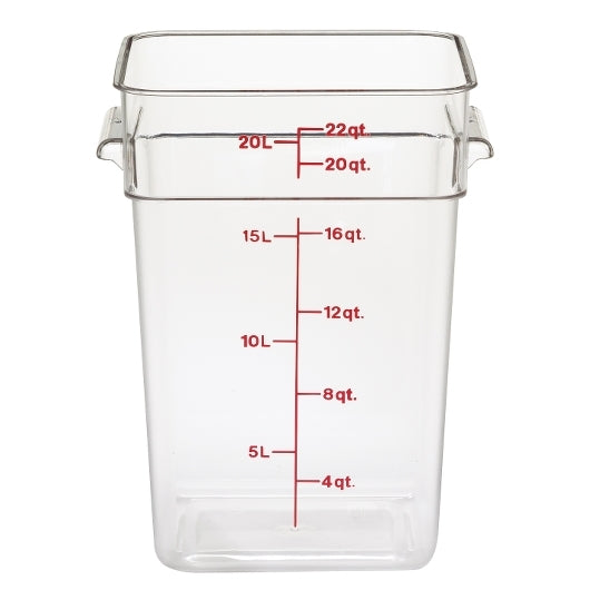 Cambro Camwear Clear Square Container 22 Quart, 1 x 6 each Case - Food Containers & Lids