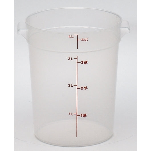 Cambro 4 Quart Round Translucent Measuring Storage Container, 1 x 12 each Case - Food Storage Containers