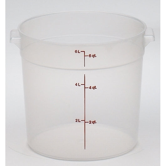 Cambro 6 Quart Round Translucent Measuring Storage Container, 1 x 12 each Case - Food Storage Containers