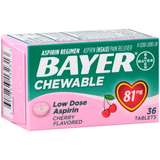Bayer Cherry Chewable Tablets, 6 x 6 x 36 PC Case - Health & Personal Care