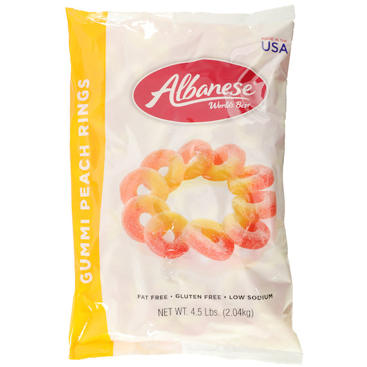 Albanese Rings Peach Gummy Candy, 4 x 4.5 lb Case - Candy & Confections - image 2