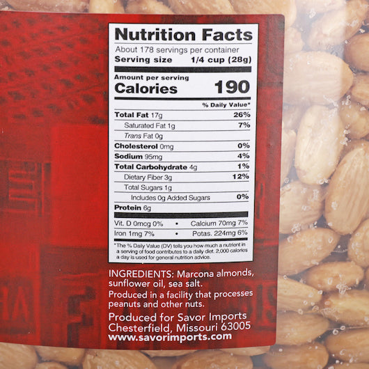 Savor Imports FRIED & SALTED MARCONA ALMOND, 1 x 11 lb Case - DOT product image 2