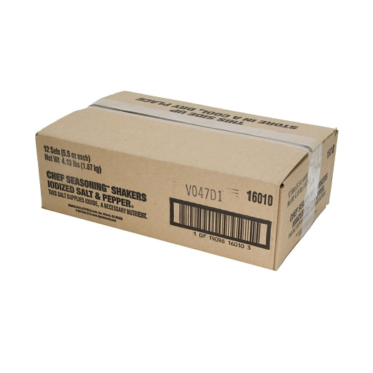 Chefs Seasoning SHAKER SALT & PEPPER DISPOSABLE, 12 x 12 x 5.5 oz Case - GS1 closed shipping case image