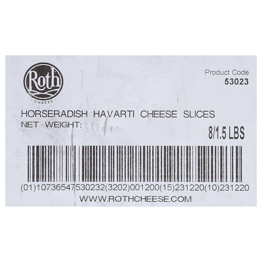 Roth Havarti Horseradish & Chive Slice, 8 x 1.5 lb Case - DOT product image 7
