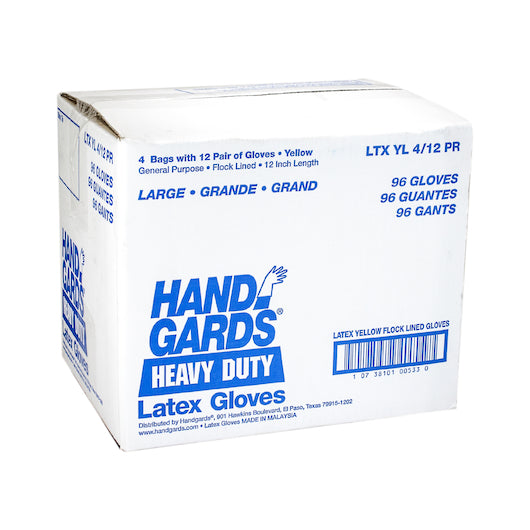 Handgards General Purpose Reusable Yellow Latex Large Glove, 4 x 12 x 12 PR Case - DOT product image 6