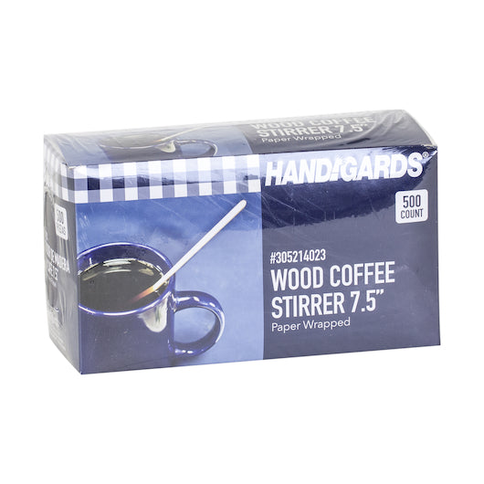 Handgards 7.5 Inch Individually Wrapped Wood Coffee Stirrer, 10 x 500 x 500 each Case - DOT product image 2