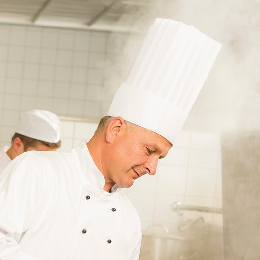 Neatgards Handgards 7 Inch Paper Wide Pleats White Chef Hat, 1 x 12 x 12 each Case - GS1 product-in-use image