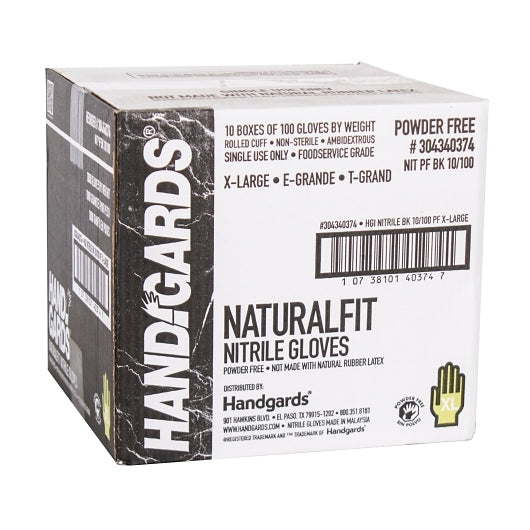Handgards NaturalFit Nitrile Black Powder Free Extra Large Glove, 10 x 100 x 100 each Case - DOT product image 7