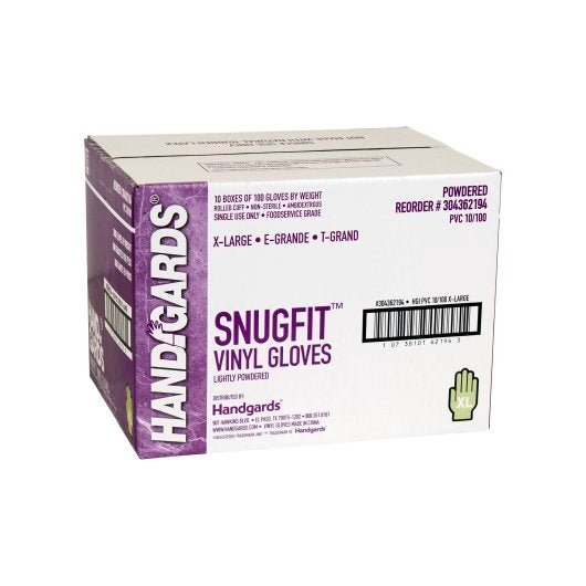 Handgards Snugfit Vinyl Lightly Powdered Extra Large Glove, 10 x 100 x 100 each Case - DOT product image 6