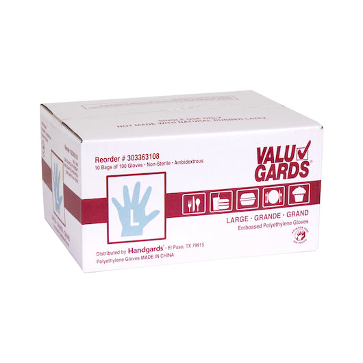 Glove Poly Clear DISPOSABLE LOOSE FITTING POLY CLEAR PF Large GLOVES, 10 x 10 x 100 each Case - DOT product image 2