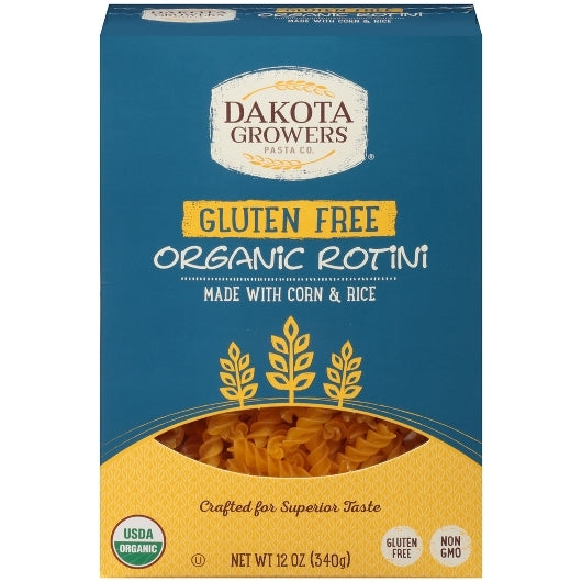 Dakota Growers Gluten Free Organic Rotini Pasta, 12 x 12 oz Case - Pantry Ingredients