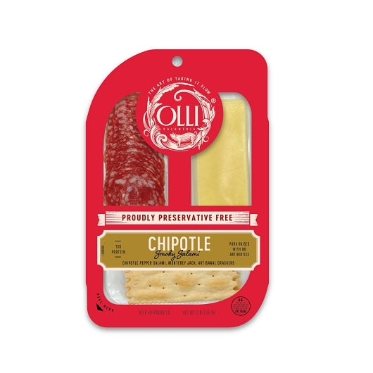 Olli Salumeria Chipotle Salami with Monterey Jack Cheese & La Panzanella Crackers, 10 x 2 oz Case - Spices Seasonings -