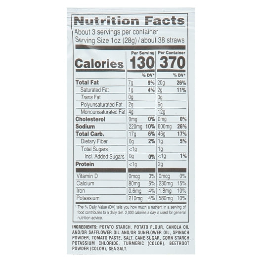 Sensible Portions VEGGIE STRAWS SEA SALT, 6 x 2.75 oz Case - DOT product image 8